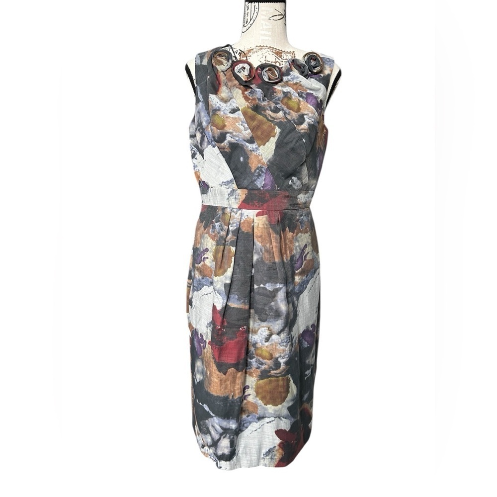 Adrianna Papell Floral Pattern Midi Length Sleeveless Dress size 6